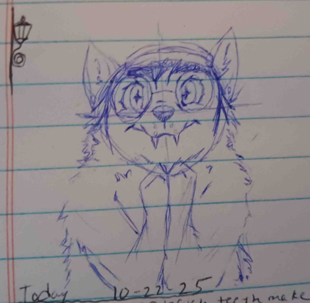 A picture of Valla, Looking forward paws up to pray.