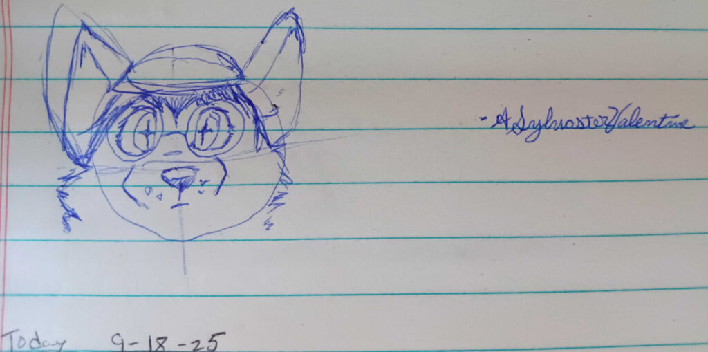 Valla sketched looking straight forward. Signed A. Sylvaster Valentine.